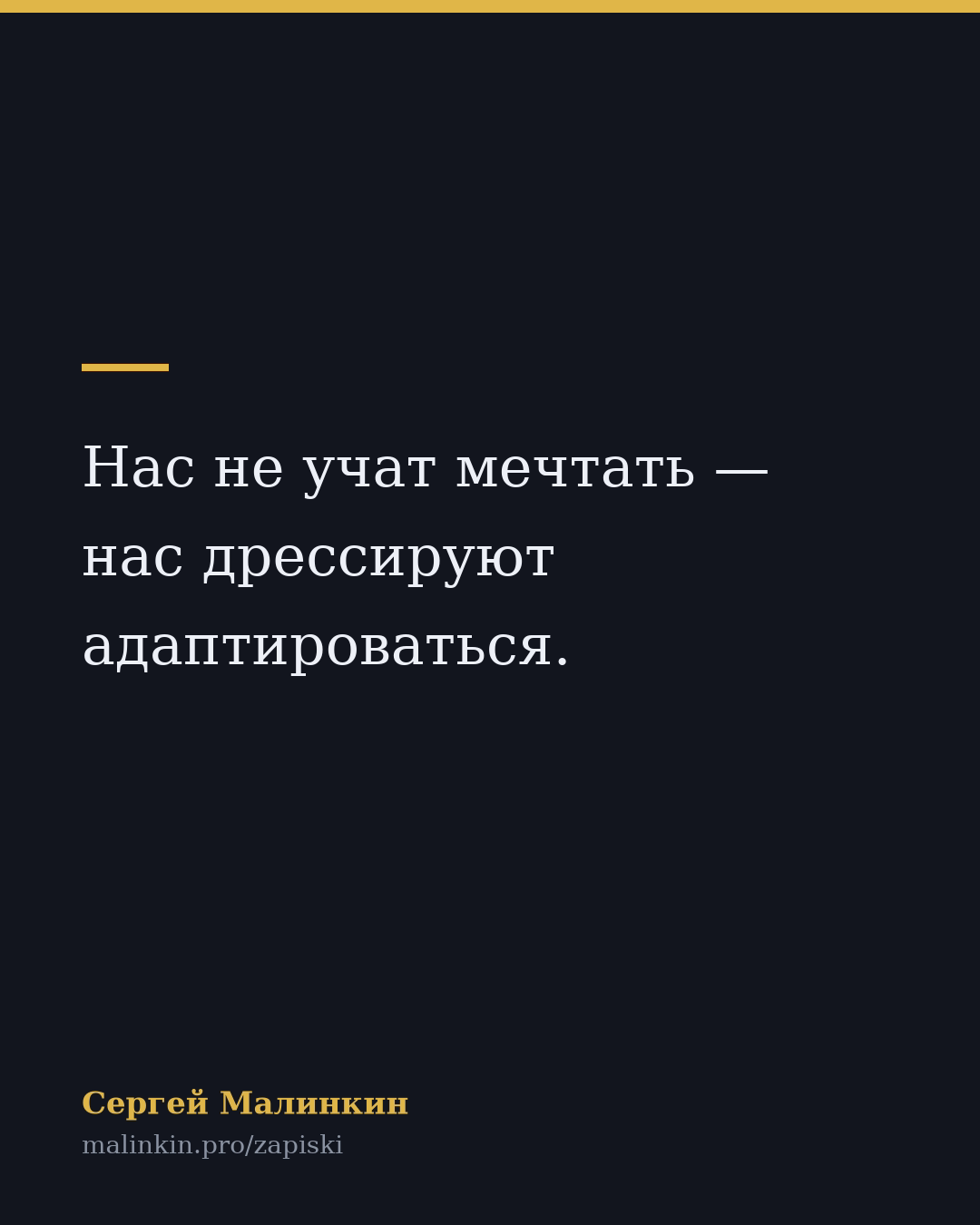 Нас не учат мечтать — нас дрессируют адаптироваться.