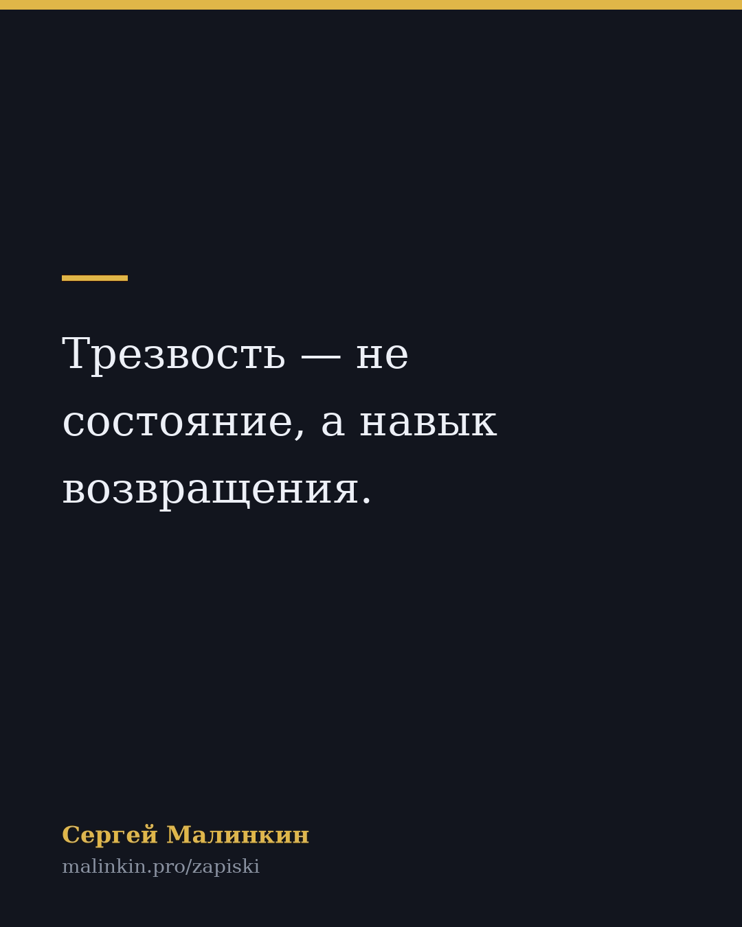 Трезвость — не состояние, а навык возвращения.